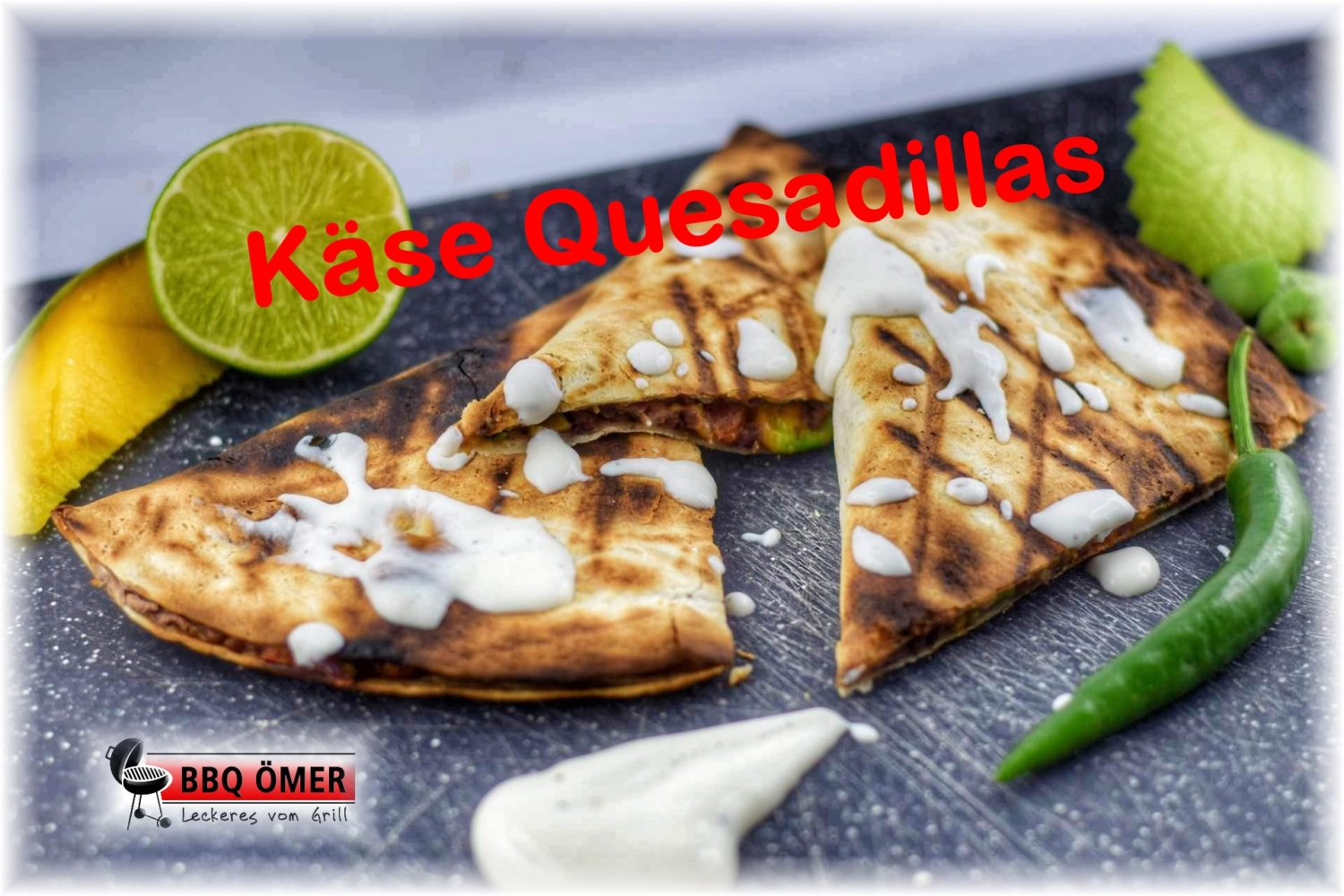 Käse Quesadillas mit schwarzen Bohnen und Avocado - BBQ Ömer