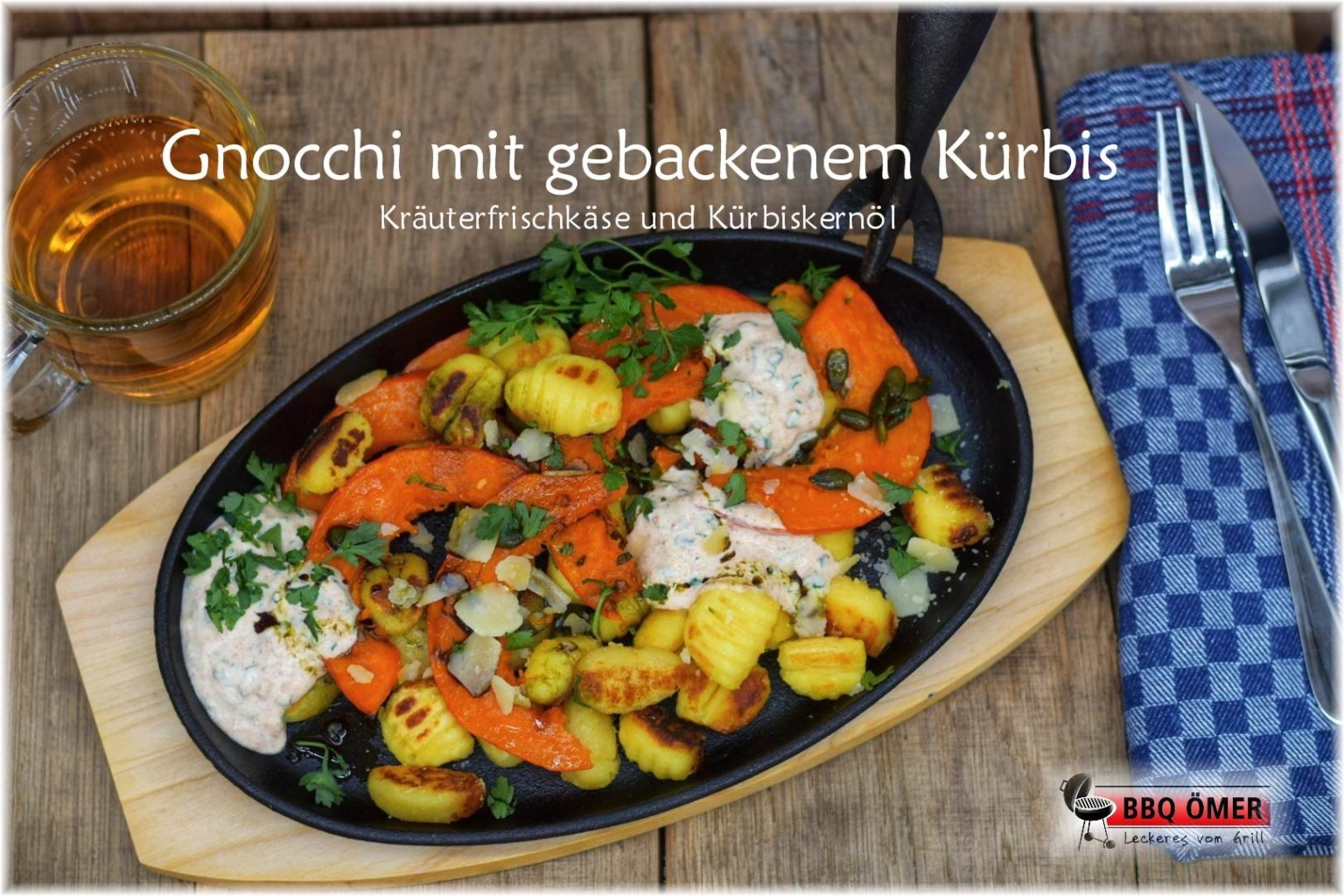 Gnocchi mit gebackenem Kürbis, Kräuterfrischkäse und Kürbiskernöl - BBQ ...